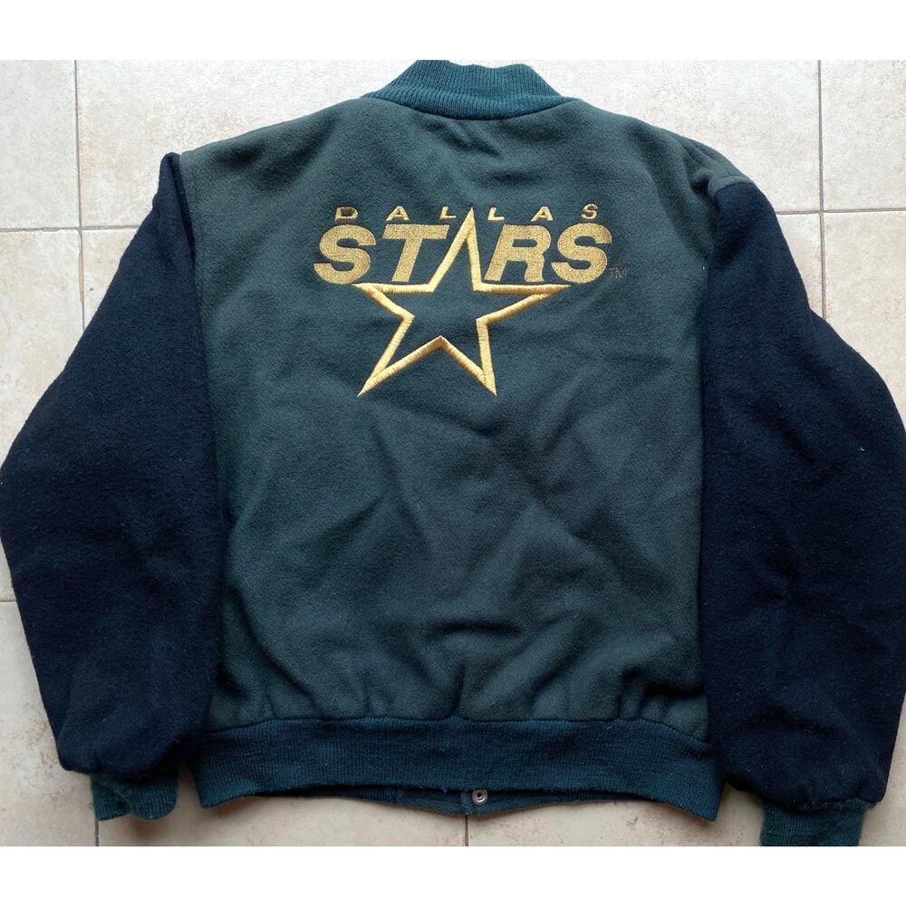 Dallas Stars 90s MAVERICK Varsity bomber jacket 44 M olive black NHL hockey vtg